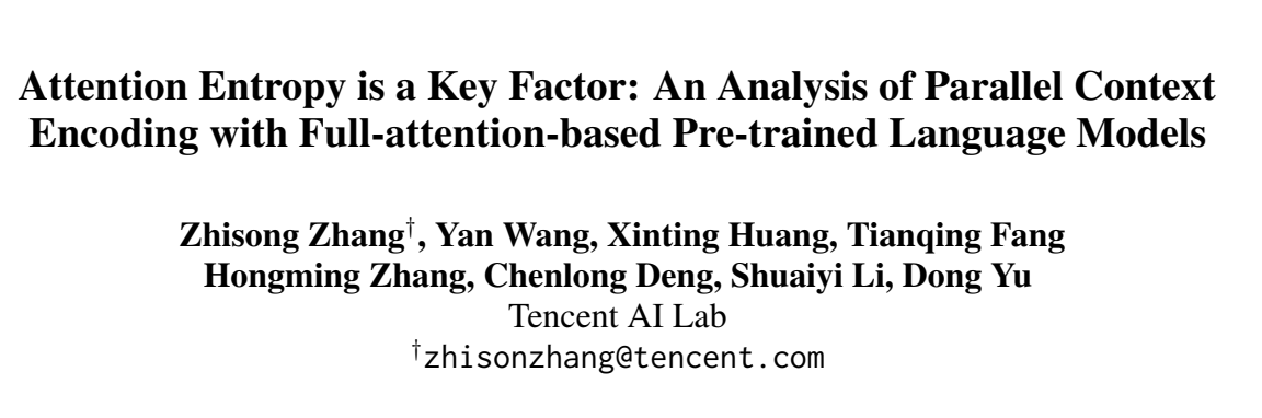 Attention Entropy Is a Key Factor: An Analysis of Parallel Context Encoding with Full-Attention-Based Pre-Trained Language Models